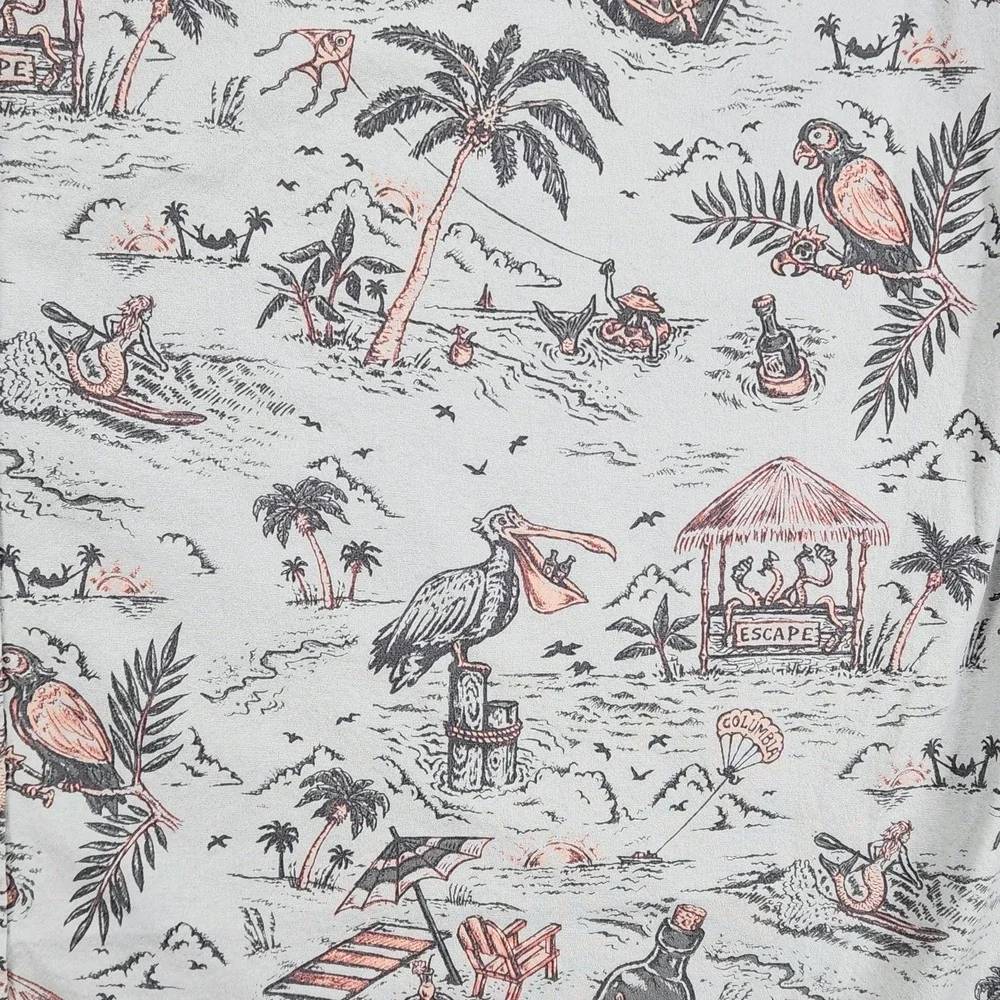 Columbia Shirt Mens XL Gray Tropical Beach Pelican Mermaid Beach S/S Button Up - Picture 7 of 11